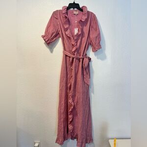 NWT  Kate Leigh Railroad Cotton Wrap Dress